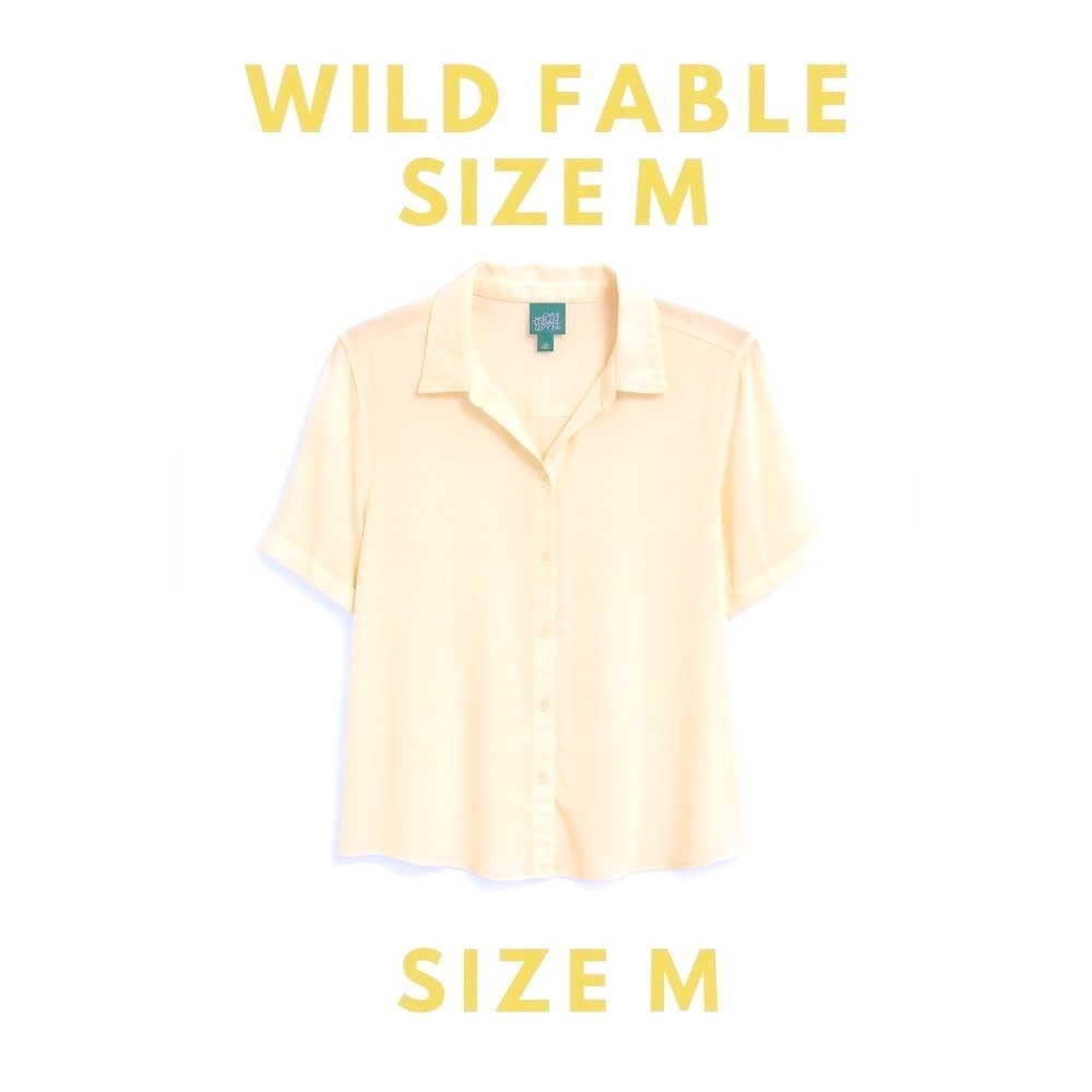 Wild Fable Off-White Collared Short Sleeve Blouse – Size M